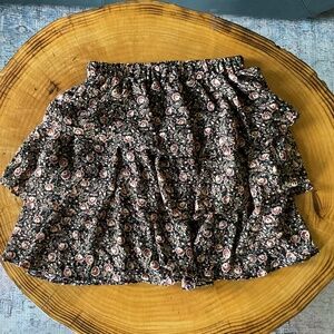 Sadie & Sage Skirt Women’s Multicolored Floral Tiered Elastic Waist Mini Small